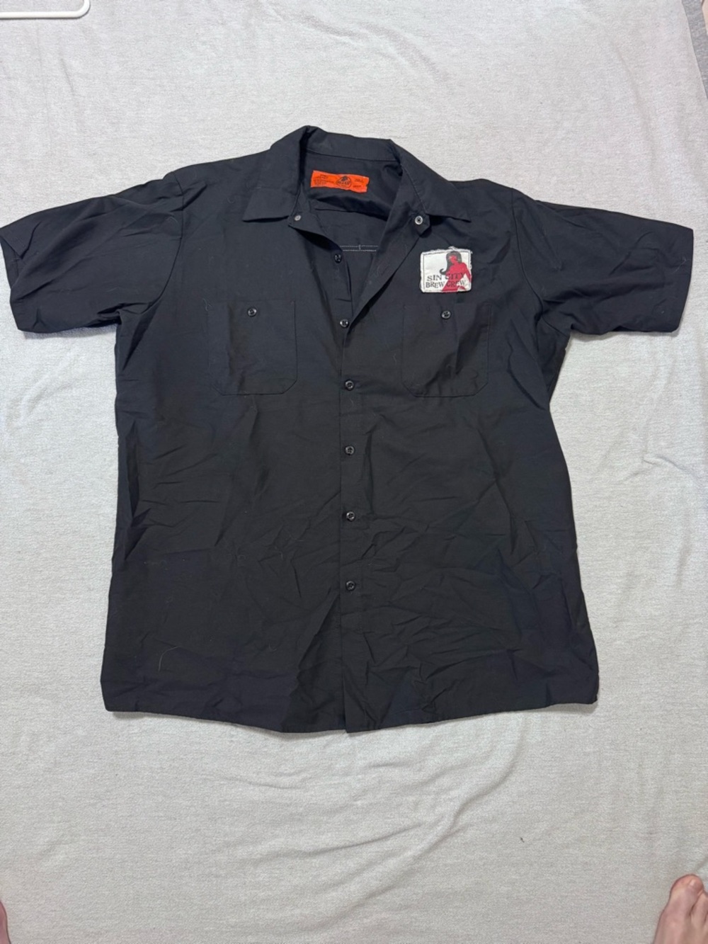 Men's Black Short-Sleeve Button-Down Work Style Shirt